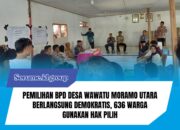 PEMILIHAN BPD DESA WAWATU MORAMO UTARA BERLANGSUNG DEMOKRATIS 636 WARGA GUNAKAN HAK PILIH.